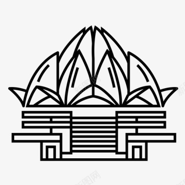 旅游莲花寺德里印度图标图标
