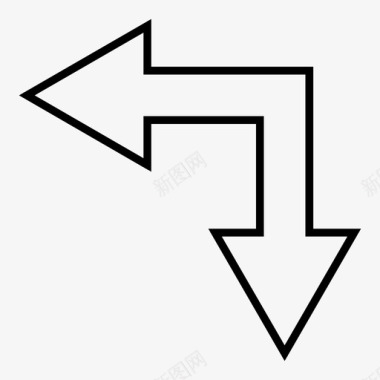 分叉箭头选择箭头左下分叉连接图标图标