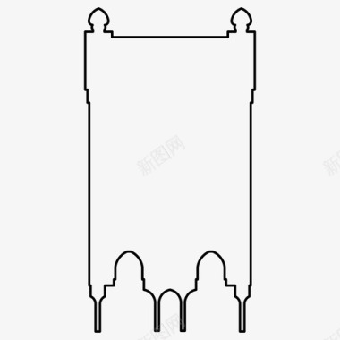 怀旧窗户伊斯兰图案拱门建筑图标图标