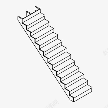 高台阶楼梯上升施工图标图标