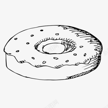 甜甜圈食品手绘图标图标