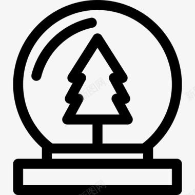 圣诞雪球与树艺术圣诞节轮廓图标图标