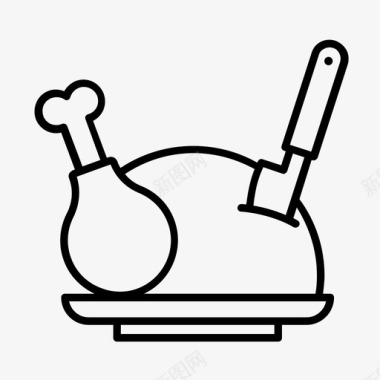 烤鸡雕刻烹饪图标图标