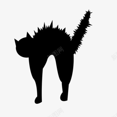 害怕的猫黑猫万圣节图标图标