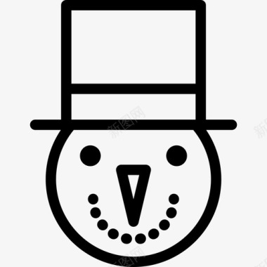 圣诞雪人帽子形状圣诞节轮廓图标图标