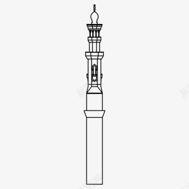 小飞机图案宣礼塔建筑伊斯兰图标图标