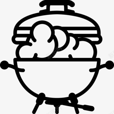 蒸汽吸烟烤架烹饪食物图标图标