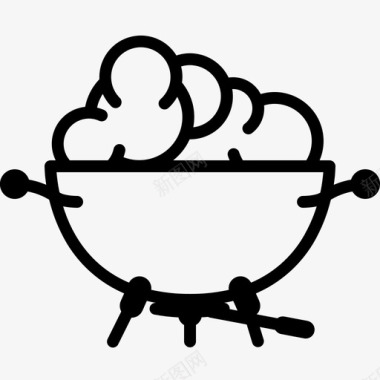 蒸汽吸烟烤架烹饪烟熏图标图标