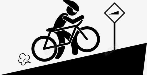 推自行车上坡自行车斜坡图标图标