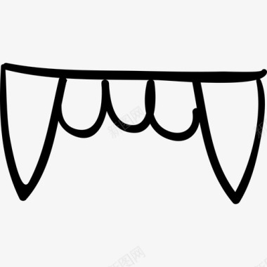 万圣节假牙轮廓与尖牙万圣节手工绘制图标图标