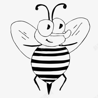 蜜蜂动物手绘图标图标