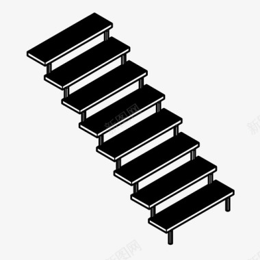 楼梯的标志木楼梯上升飞梯图标图标