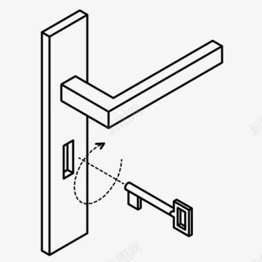 钥匙配对门把手关回家图标图标