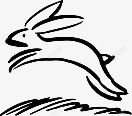 跳兔子涂鸦复活节图标图标