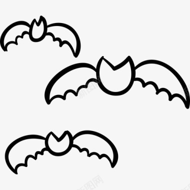 蝙蝠群轮廓动物万圣节手绘图标图标