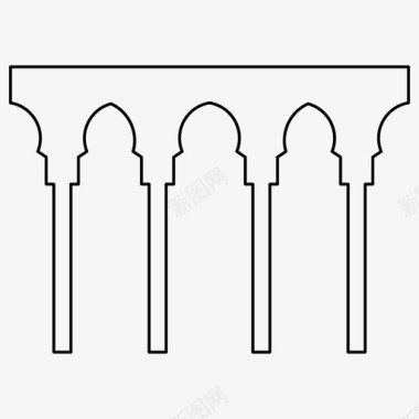 清真标志矢量素材伊斯兰图案拱门建筑图标图标