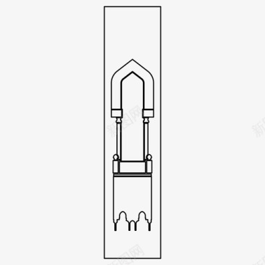 中式窗户图案伊斯兰图案拱门建筑图标图标