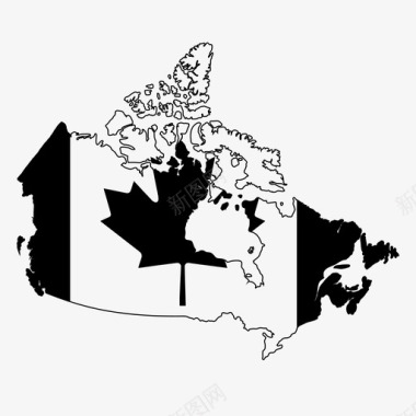 加拿大国旗美国地图图标图标