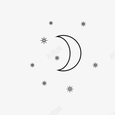 月亮和星星预报夜晚图标图标