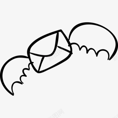 新万圣节电子邮件蝙蝠翅膀界面万圣节手绘图标图标