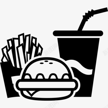 汉堡套餐快餐薯条图标图标