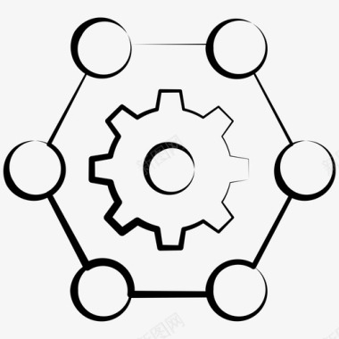 网络齿轮地球仪地球齿轮图标图标