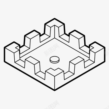 欧式城堡建筑exin城堡街区砖块童年图标图标