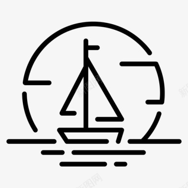 帆船小船夏日图标图标