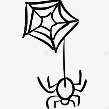 蜘蛛网悬挂万圣节手绘图标图标