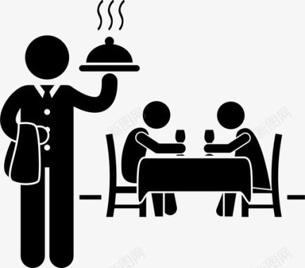 服务员餐厅低收入工作和职业图标图标