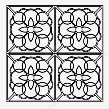 线条几何装饰图案阿拉伯式建筑陶瓷装饰图标图标