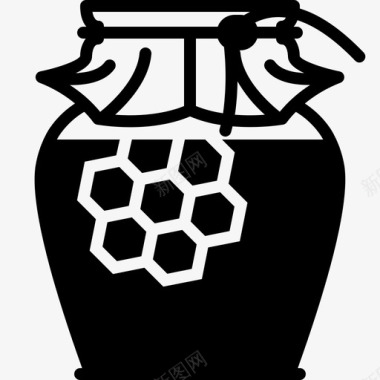 玻璃与天然蜂蜜养蜂蜂巢图标图标