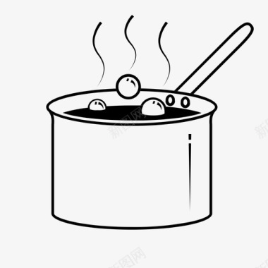 加热酱汁锅煮沸烹饪图标图标