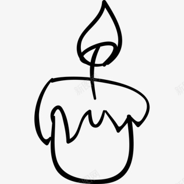 蜡烛燃烧火焰手绘轮廓万圣节万圣节手绘图标图标