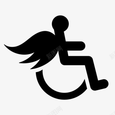 天使有翼轮椅天使残疾人图标图标