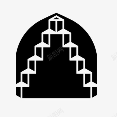白底花纹伊斯兰图案阿拉伯花纹清真寺图标图标