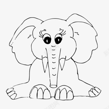 素描大象大象动物手绘图标图标