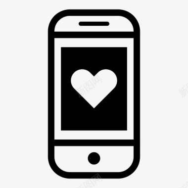 爱心智能手机爱心智能手机黑图标图标