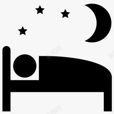 睡觉床月亮图标图标