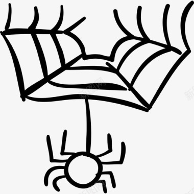万圣节蜘蛛网与动物悬挂万圣节手工绘制图标图标