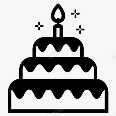 蜡烛生日蛋糕周年纪念蜡烛图标图标