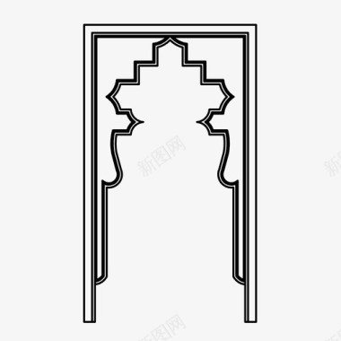 迷你式伊斯兰拱门阿拉伯式建筑装饰图标图标