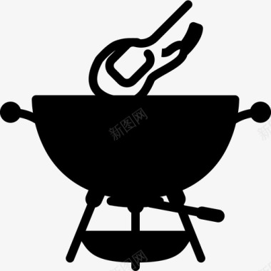 烤架上的肋骨烹饪食物图标图标