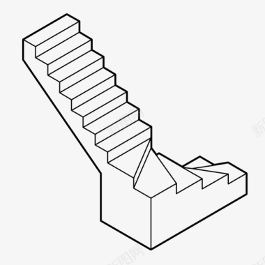 梯形楼梯楼梯上升施工图标图标