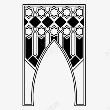 寒食节装饰图案伊斯兰拱门阿拉伯式建筑装饰图标图标