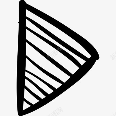 播放直角三角形箭头素描多媒体社交媒体手绘图标图标