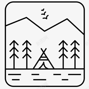 山露营山自然图标图标