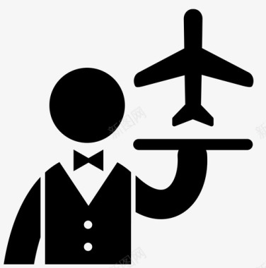 服务员旅行递送飞机航班图标图标
