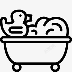 带卫生间带ruberduck的浴缸浴室卫生图标高清图片