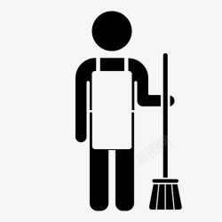 男性清洁工客房部看门人清洁工图标高清图片